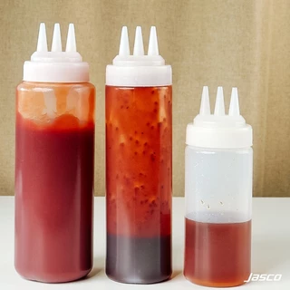 Jasco ขวดซอส 3 หัว (ไม่มีจุกปิด) Tri-Nozzle Wide Mouth Squeeze Dispensers #SDPT
