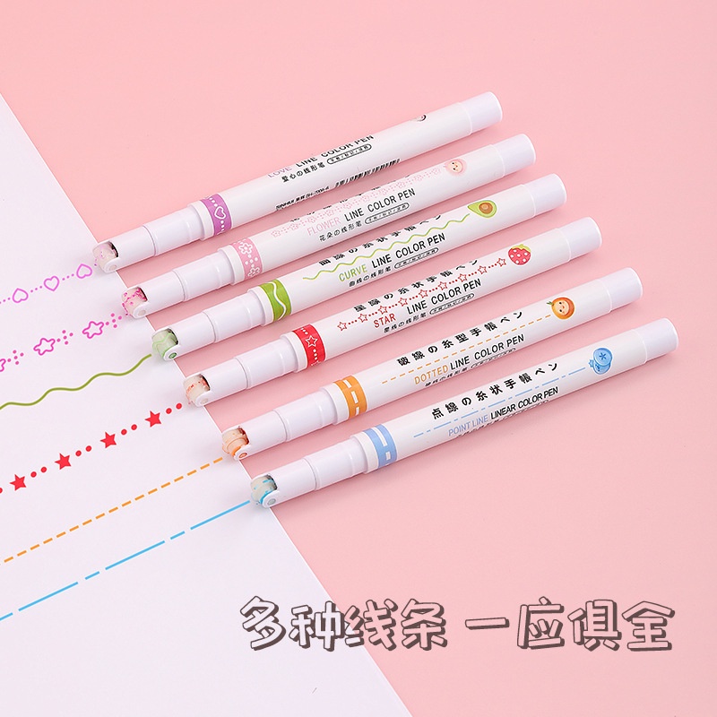 ปากกามาร์กเกอร์ แต่งล้อเลื่อน ลายลูกไม้น่ารัก DIY สําหรับนักเรียน วาดภาพศิลปะ ตกแต่งวารสาร 6 ชิ้น NICOM
