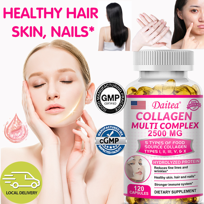 Daitea Multi Collagen - Type 5 (I, II, III, V, X) คอลลาเจนไฮโดรไลซ์ - ผมสุขภาพดี ผิวหนัง เล็บ และภูมิคุ้มกัน เสริมสร้างริ้วรอย