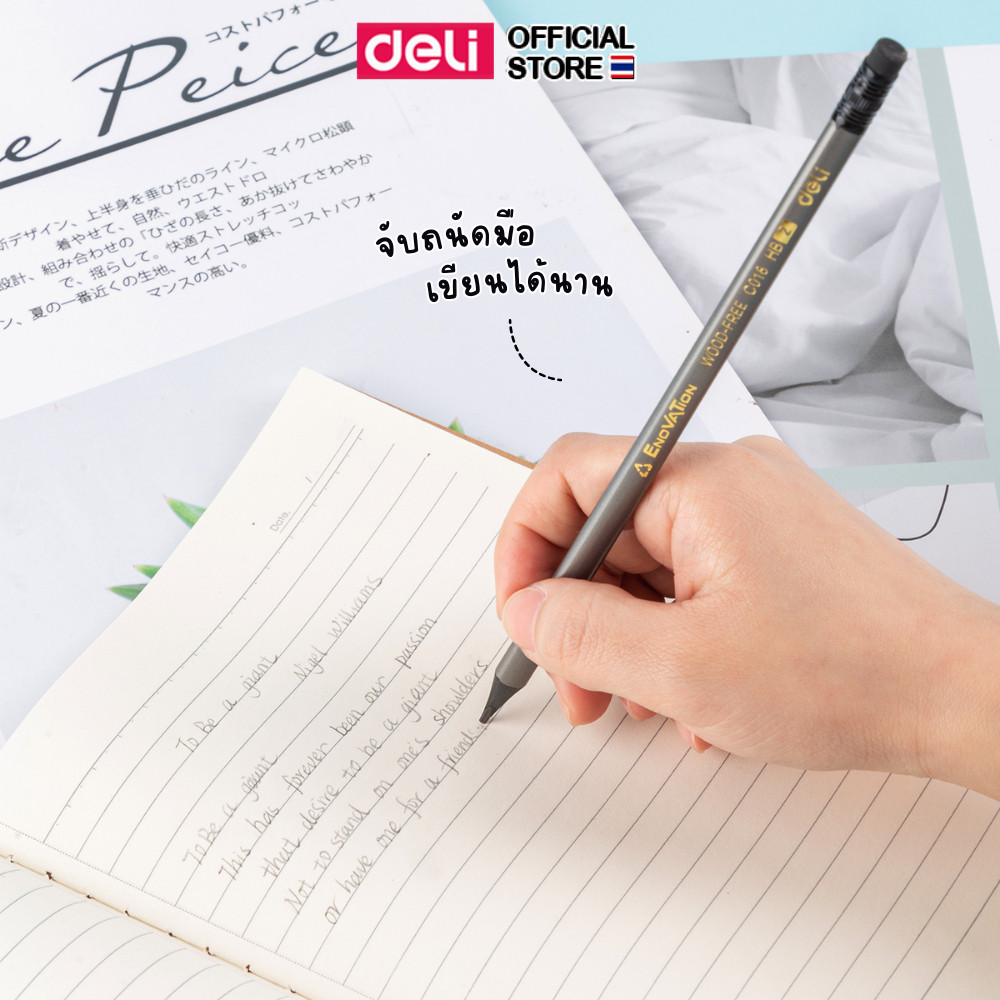 ดินสอไม้ Deli ดินสอ HB ทรงสามเหลี่ยม ขนาด 2.2 mm ไส้ดินสอแข็งแรง (แพ็ค 12 แท่ง) เครื่องเขียน อุปกรณ์การเรียน ราคา ถูกที่สุด ดีลบีเคเค แกลเลอรีภาพที่ 3