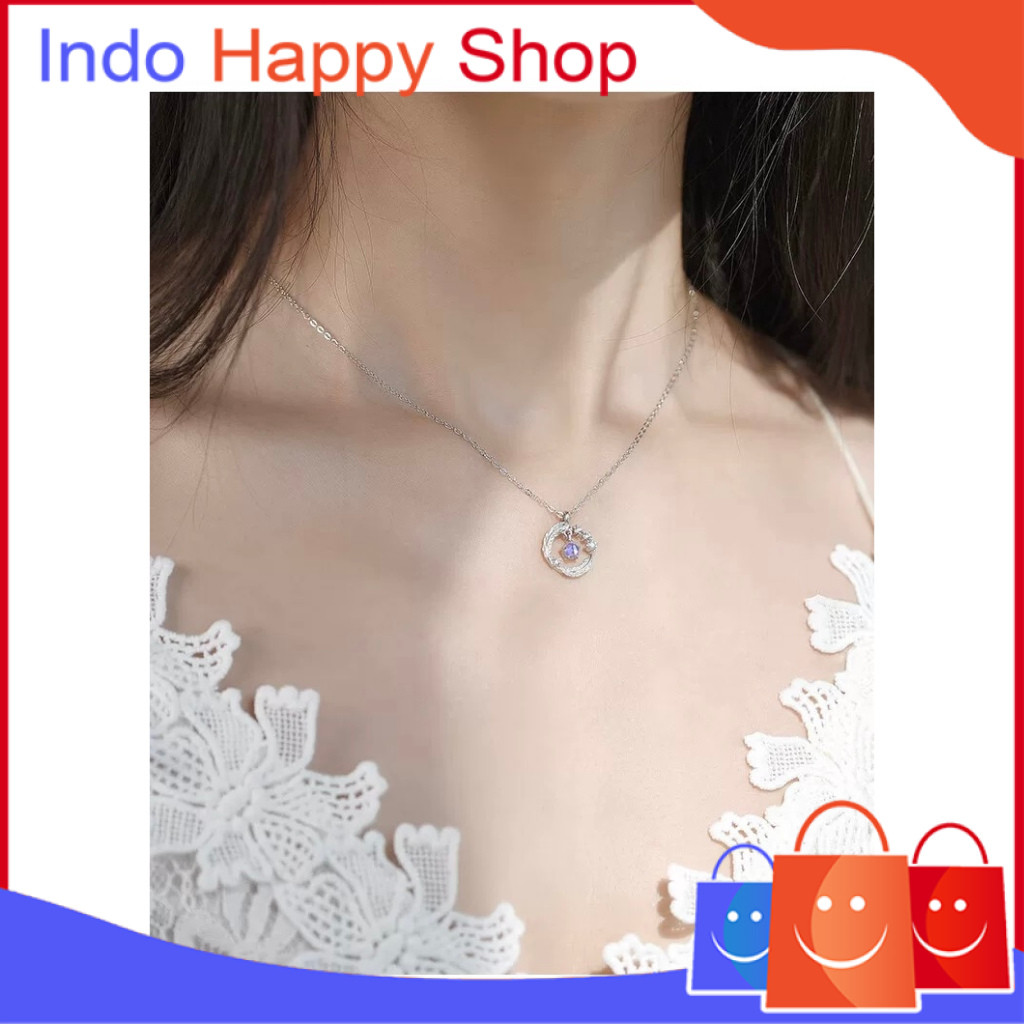 IHS 1237 สร้อยคอลูกตุ้มใบไม้และอัญมณีทรงกลม