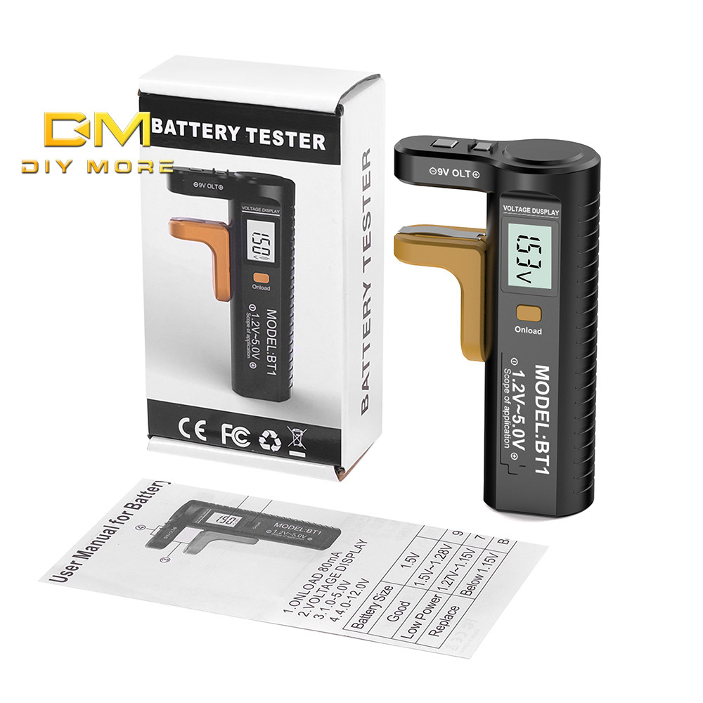 Diymore เครื่องทดสอบแบตเตอรี่ Universal Digital LCD Tester AA AAA CD 9V 1.5V ปุ่มเซลล์แรงดันไฟฟ้าแบตเตอรี่เครื่องทดสอบแรงดันไฟฟ้า