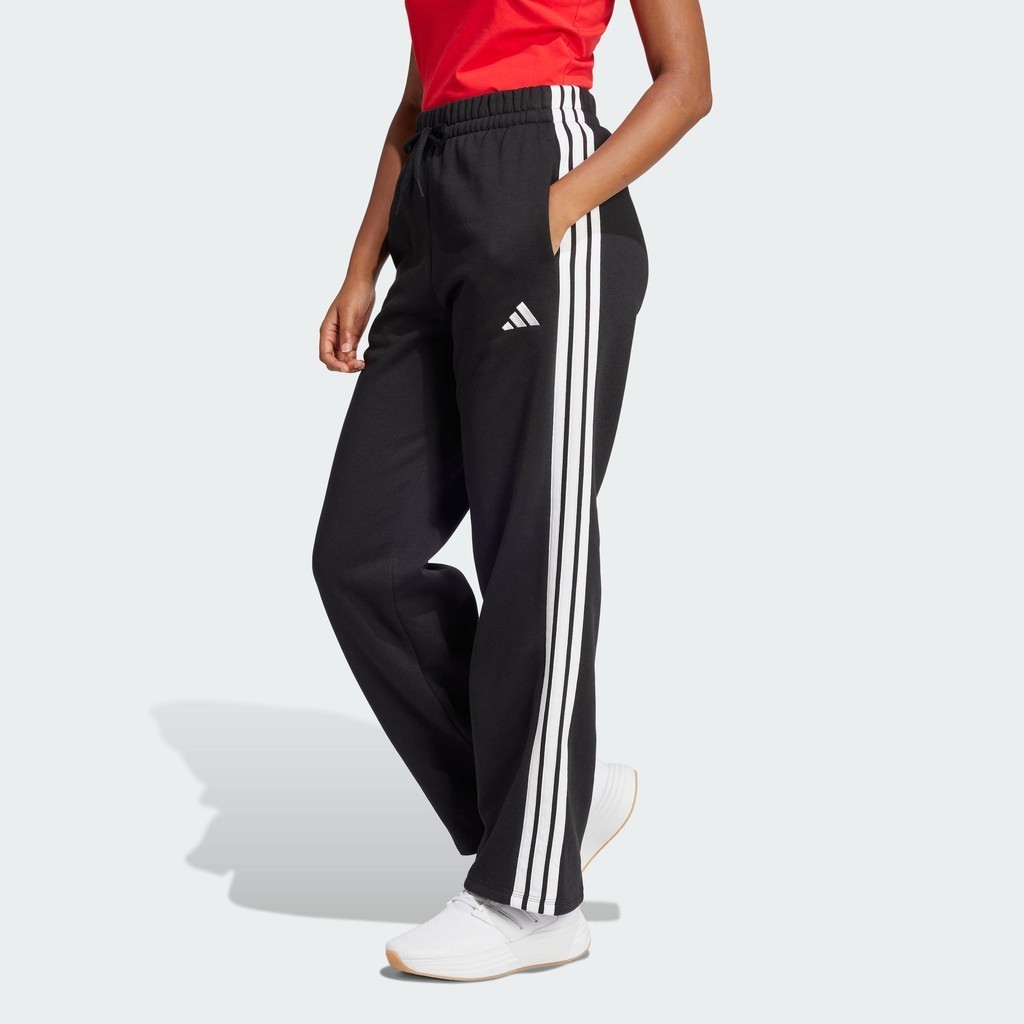 adidas ไลฟ์สไตล์ กางเกงขาปล่อยผ้าเฟรนช์เทอร์รีย์ Essentials 3-Stripes ผู้หญิง สีดำ JE1300