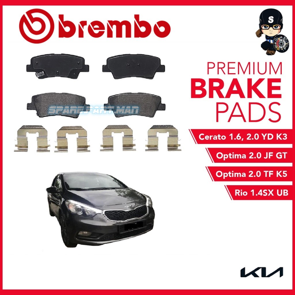 BREMBO ผ้าเบรคหลัง Kia Rio 1.4SX UB14, 1.6,2.0 YD K3 K514 / Optima 2.0 TF JF GT17