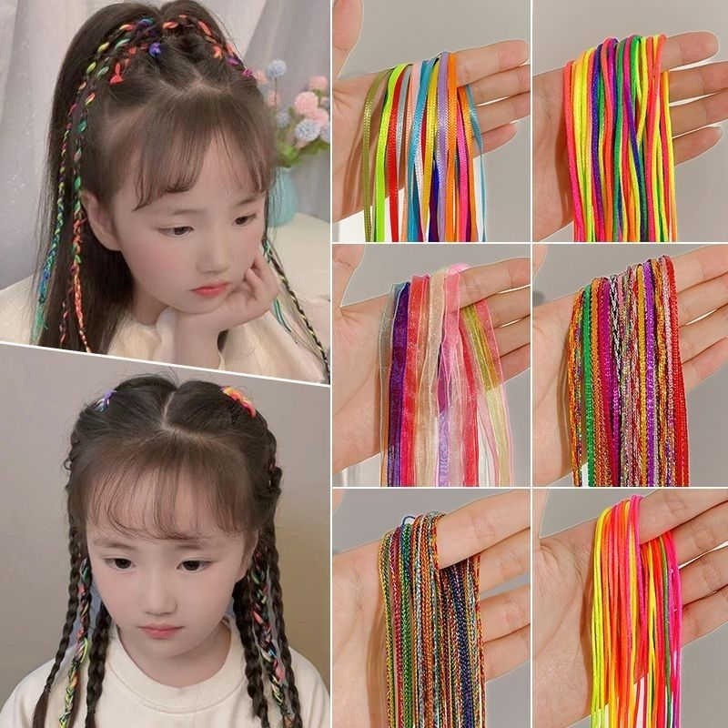 20ชิ้นที่มีสีสันถักเชือกผมแฟชั่นเด็กสกปรกถักเปียริบบิ้นเชือกคาดศีรษะ
