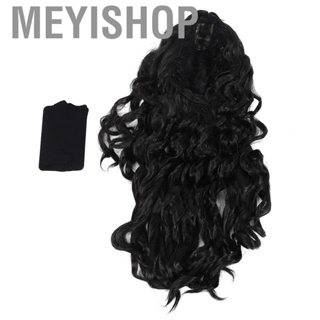 Meyishop Long Curly Wavy Wigs Women Female Synthetic Hair Black for Halloween Part Cosplay