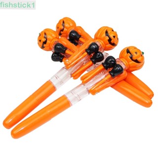 Fishstick1 ปากกาลูกลื่น ลายฟักทองฮาโลวีน พร้อมไฟ สําหรับนักเรียน สุ่มสี