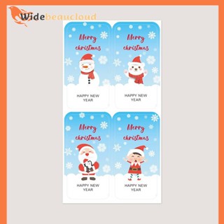 Widebeaucloud 100 ชิ้น สติกเกอร์ Merry Christmas สี่เหลี่ยมผืนผ้า Thank You การ์ดกล่องของขวัญ แพ็กเกจปิดผนึกฉลาก ตกแต่งงานแต่งงาน ป้ายซานต้า ดี