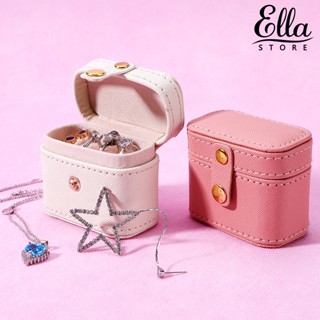 Ellastore123 กล่องเครื่องประดับ หนังเทียม ขนาดเล็ก แบบพกพา น้ําหนักเบา สีพื้น สําหรับเดินทาง