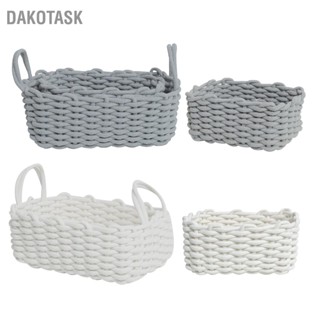 DAKOTASK เชือกฝ้ายตะกร้าเก็บมือถักสไตล์นอร์ดิก Desktop Storage Organizer สำหรับ Key Snacks ชุดชั้นใน