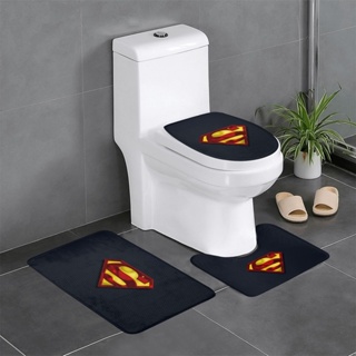 Dc Superman 3 in 1 ชุดพรมปูพื้นห้องน้ํา พรมนุ่ม กันลื่น พรมปูพื้นห้องน้ํา ฝาครอบห้องน้ํา