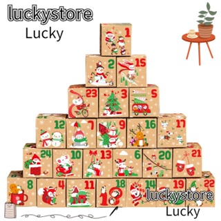 Lucky กล่องกระดาษคราฟท์ ลายคริสต์มาส สโนว์แมน ซานตาคลอส 24 ชิ้น