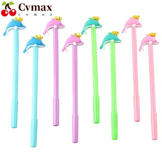 Cvmax ปากกาหมึกเจล พลาสติก รูปมงกุฎ ปลาโลมา สีฟ้า สีชมพู สําหรับบ้าน สํานักงาน