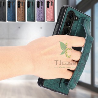 เคสหนัง แบบยืดหยุ่น แบบพกพา พร้อมสายคล้องข้อมือ สําหรับ Samsung Galaxy Fold 5 S