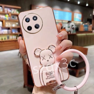 พร้อมส่ง เคสโทรศัพท์มือถือ ซิลิโคนนุ่ม ลายหมี พร้อมที่ตั้งวาง ชุบไฟฟ้า สําหรับ Realme11 11NFC 4G C51 C53 NFC Realme 11 Pro+ Pro 5G