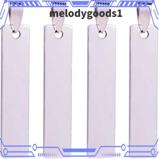 Melodygoods1 จี้สเตนเลสเปล่า ทรงสี่เหลี่ยมผืนผ้า สีเงิน สําหรับทําเครื่องประดับ