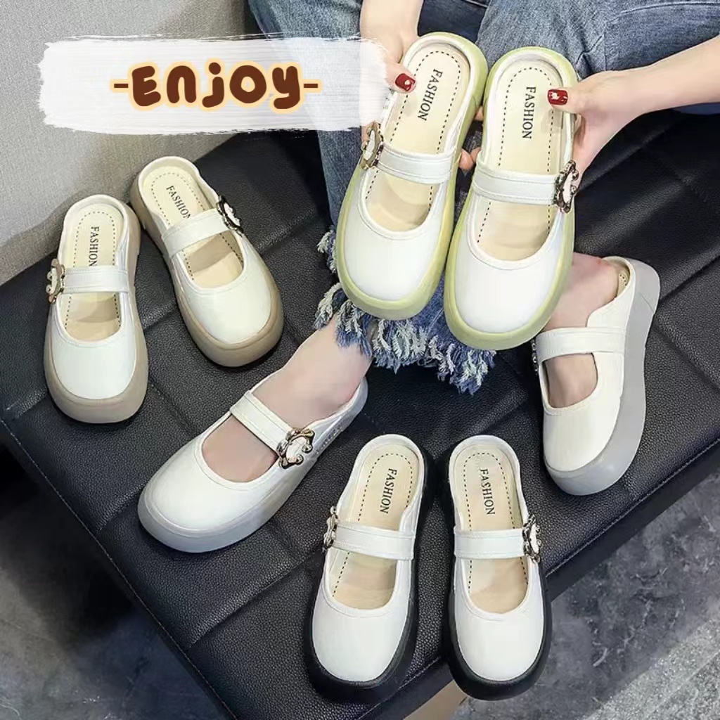 🍓EnJoy🍓 พร้อมส่ง (TO-LAN/TO-389/TO-2438/TO-1860)  รองเท้าแตะสวม สายคาดดีเทลเข็มกลัด สีพาสเทล