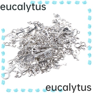 Eucalytus1 จี้กุญแจ รูปโครงกระดูก โลหะผสมเงิน สไตล์วินเทจ สําหรับทําเครื่องประดับ DIY 125 ชิ้น