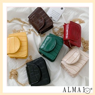 Alma กระเป๋าสะพายไหล่ หนัง PU ทรงสี่เหลี่ยม ขนาดเล็ก สีพื้น แฟชั่นสําหรับสตรี