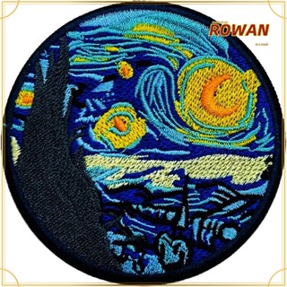 Rowans แผ่นแพทช์ ปักลาย Van Gogh Starry Night ขนาด 7.7 ซม. สําหรับตกแต่งเสื้อผ้า