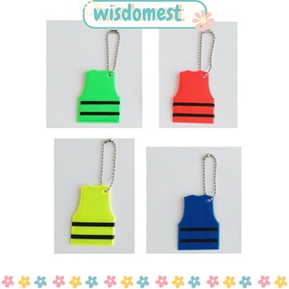 WISDOMEST พวงกุญแจเสื้อกั๊ก PVC สะท้อนแสง หลากสี 5.5*4.5 ซม. สําหรับตกแต่งกระเป๋า 4 ชิ้น