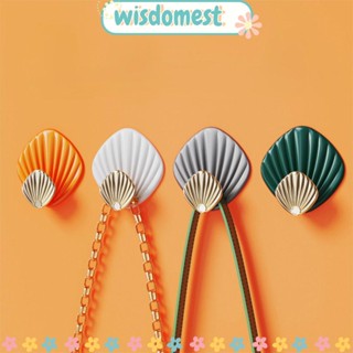 Wisdomest 4 ชิ้น / เซต ตะขออาบน้ํา พลาสติก ติดผนัง ไม่ต้องเจาะ ที่แขวนผ้าขนหนู ที่แขวนผนัง