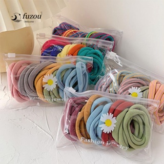 Fuzou ยางรัดผมหางม้า แบบหนา สีแคนดี้ สําหรับเด็กผู้หญิง 25 ชิ้น/ถุง