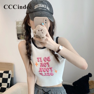 Cccindee ใหม่ เสื้อสายเดี่ยวลําลอง คอกลม เข้ารูป พิมพ์ลาย สีตัดกัน เข้ากับทุกการแต่งกาย แฟชั่นสําหรับสตรี 2023