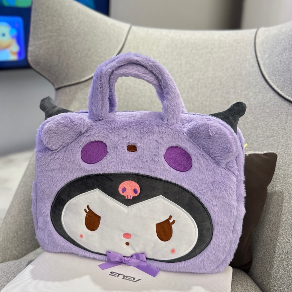 กระเป๋าใส่แล็ปท็อป ผ้ากํามะหยี่ขนนิ่ม ลายคุโรมิ สีม่วง สําหรับ MacBook Pro 16 14 15 15.6 นิ้ว