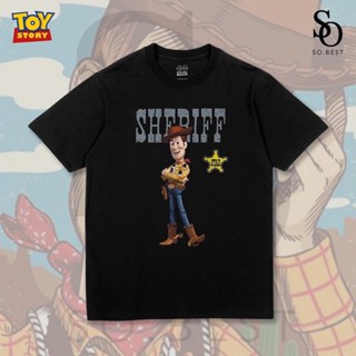 SO.BEST เสื้อยืด Disney Woody ToyStory สกรีนหน้า  ผ้าสีดำ ลิขสิทธิ์แท้ ดิสนีย์