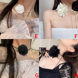 สร้อยคอผ้า ลายดอกไม้ หรูหรา เครื่องประดับ สําหรับผู้หญิง