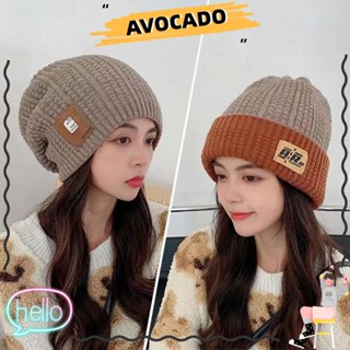 Avocarr หมวกบีนนี่ ผ้าวูลถัก แบบหนา ป้องกันหู พิมพ์ลายตัวอักษร ให้ความอบอุ่น แฟชั่นฤดูหนาว สําหรับผู้หญิง