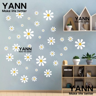 Yann1 สติกเกอร์ติดผนัง PVC ลายดอกไม้ ดอกเดซี่ สีขาว สไตล์เรโทร สําหรับเด็กผู้หญิง