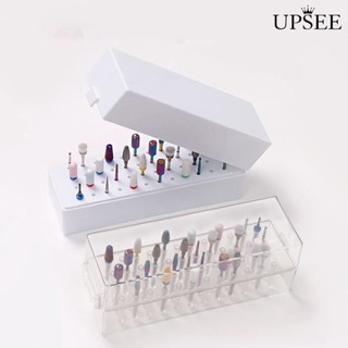 Upsee❤กล่องเก็บดอกสว่านเจาะเล็บ พลาสติกใส กันฝุ่น ประหยัดพื้นที่ 48 หลุม DIY