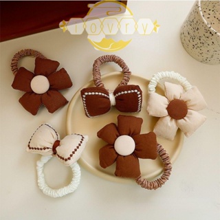 Ivory ผู้หญิง Scrunchies ดอกไม้หวาน ที่คาดผม ผ้าโพกศีรษะ ผูกผม ยืดหยุ่น ที่คาดผม