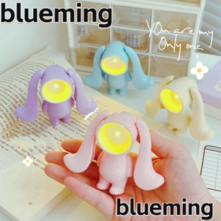 Blueming2 โคมไฟตั้งโต๊ะ LED พลาสติก ลายการ์ตูนกระต่ายน่ารัก ขนาดเล็ก ปรับได้ สีพื้น ของขวัญคริสต์มาส สําหรับเด็ก