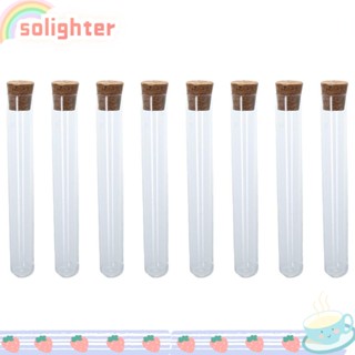 SOLIGHTER หลอดทดลองวิทยาศาสตร์ หลอดทดลอง 15×100 มม. พลาสติก 13 มล. พร้อมจุกไม้คอร์ก สําหรับทดลองทางวิทยาศาสตร์ 30 ชิ้น