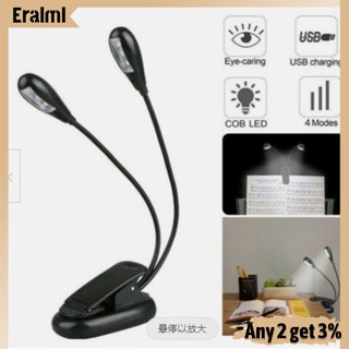 Eralml โคมไฟอ่านหนังสือ Led แบบคลิปหนีบแขน ปรับได้ หรี่แสงได้ อเนกประสงค์ ชาร์จไฟได้ สว่างมาก 2 ชิ้น