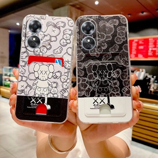 พร้อมส่ง เคสโทรศัพท์มือถือ TPU แบบนิ่ม ลายน่ารัก มีช่องใส่บัตร สีดํา สําหรับ OPPO A38 A58 A78 A98 4G 5G 2023 A38