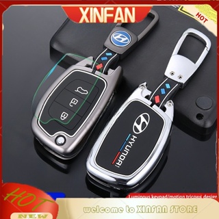 Xinfan เคสกุญแจรีโมตรถยนต์ แบบฝาพับ พลังงานแสงอาทิตย์ สําหรับ Hyundai i10 i20 Accent Elantra Tucson Avante Venue Santa Fe Solaris