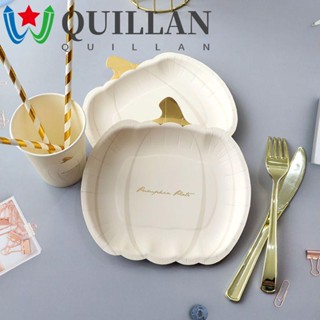 Quillan ฟักทองฟักทอง แบบใช้แล้วทิ้ง สีบรอนซ์ สร้างสรรค์ เครื่องประดับตกแต่งวันเกิด DIY อุปกรณ์ประกอบฉากภาพ ตกแต่งฮาโลวีน