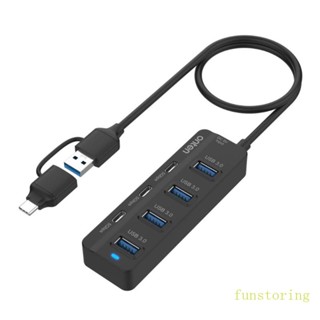 Fun อะแดปเตอร์ฮับ USB-C 7 พอร์ต 4x USB3 0 พอร์ต 3x USB C 5Gbps USB-C USB 3 0 5Gbps สําหรับแล็ปท็อป