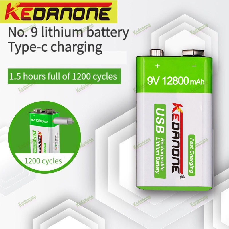 12800mAh Type-C USB 9Volt li-ion Rechargeable Battery 9V Li ion Lithium Battery for RC Helicopter Mo
