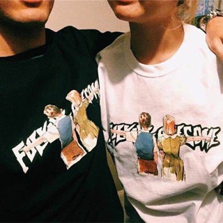 Fucking AWESOME เสื้อยืดคอกลม แขนสั้น ผ้าฝ้ายแท้ พิมพ์ลาย Good Friends แฟชั่นฤดูร้อน สําหรับผู้ชาย ผู้หญิง วัยรุ่น คู่รัก มีสีดํา สีขาว