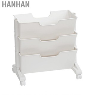 Hanhan Movable Bookshelf  3 Layers Rolling Organization Shelf for Study