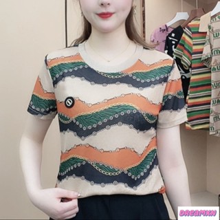 เสื้อยืดคอกลม แขนสั้น ผ้าเรยอน ทรงหลวม พลัสไซซ์ แฟชั่นฤดูร้อน สําหรับผู้หญิง