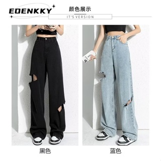 EOENKKY กางเกงขายาว กางเกงยีสน์ผู้หญิง ทรงหลวม ๆ ตรง Retro Hip Hop Pants 2023 NEW Style WNK2390T9D 37Z230912