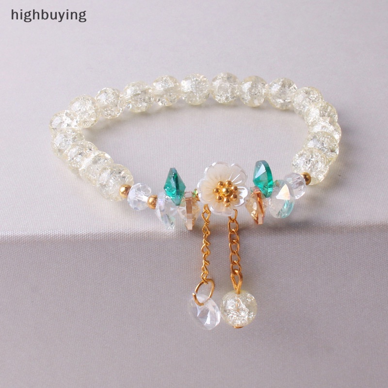 [highbuying] สร้อยข้อมือลูกปัดคริสตัล ดอกเดซี่ เปลือกหอย เกาหลี หรูหรา ยืดหยุ่น ปรับได้ เสน่ห์ เครื่องประดับ ปาร์ตี้ ครบรอบ ของขวัญ ใหม่ พร้อมส่ง