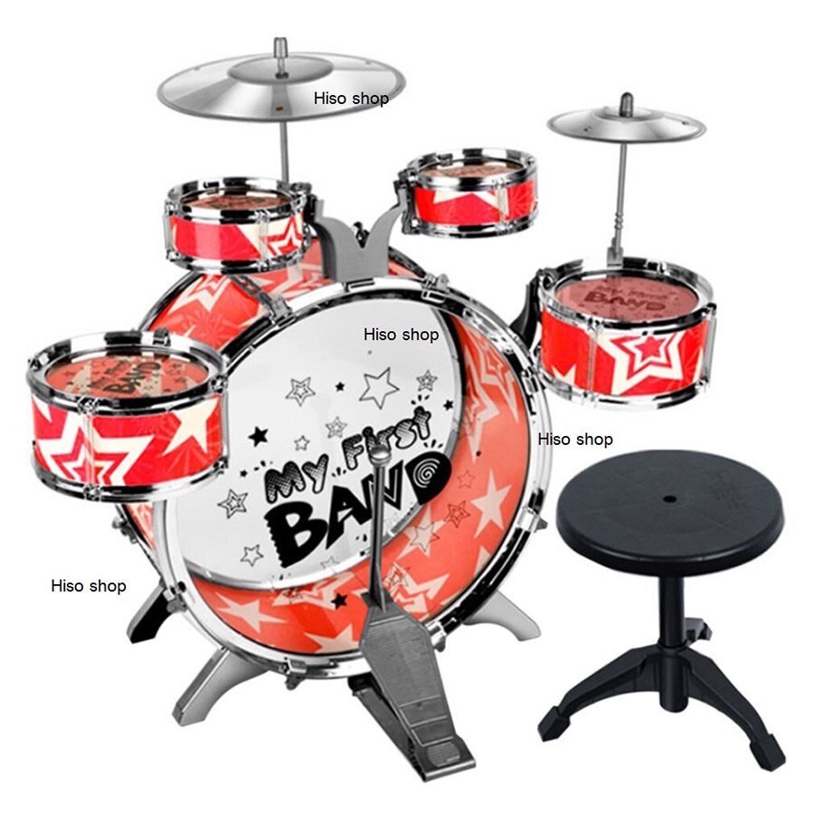 พร้อมส่ง!!กลองชุด 5 ใบ Jazz Drum กลองของเล่นเด็ก มาพร้อมเก้าอี้ และไม้กลอง พร้อมอุปกรณ์ ครบชุด