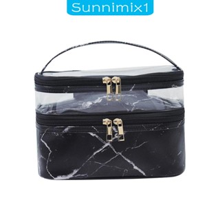 [Sunnimix1] กระเป๋าเครื่องสําอาง แบบสองชั้น แบบพกพา สําหรับเดินทาง เข้ายิม วันหยุด